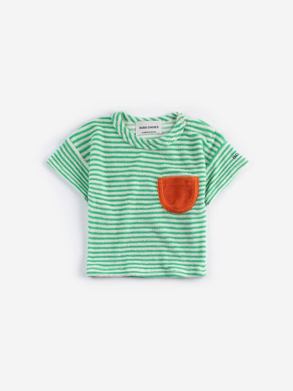NEW BOBO CHOSES kid's stripes terry cloth t-shirt in green